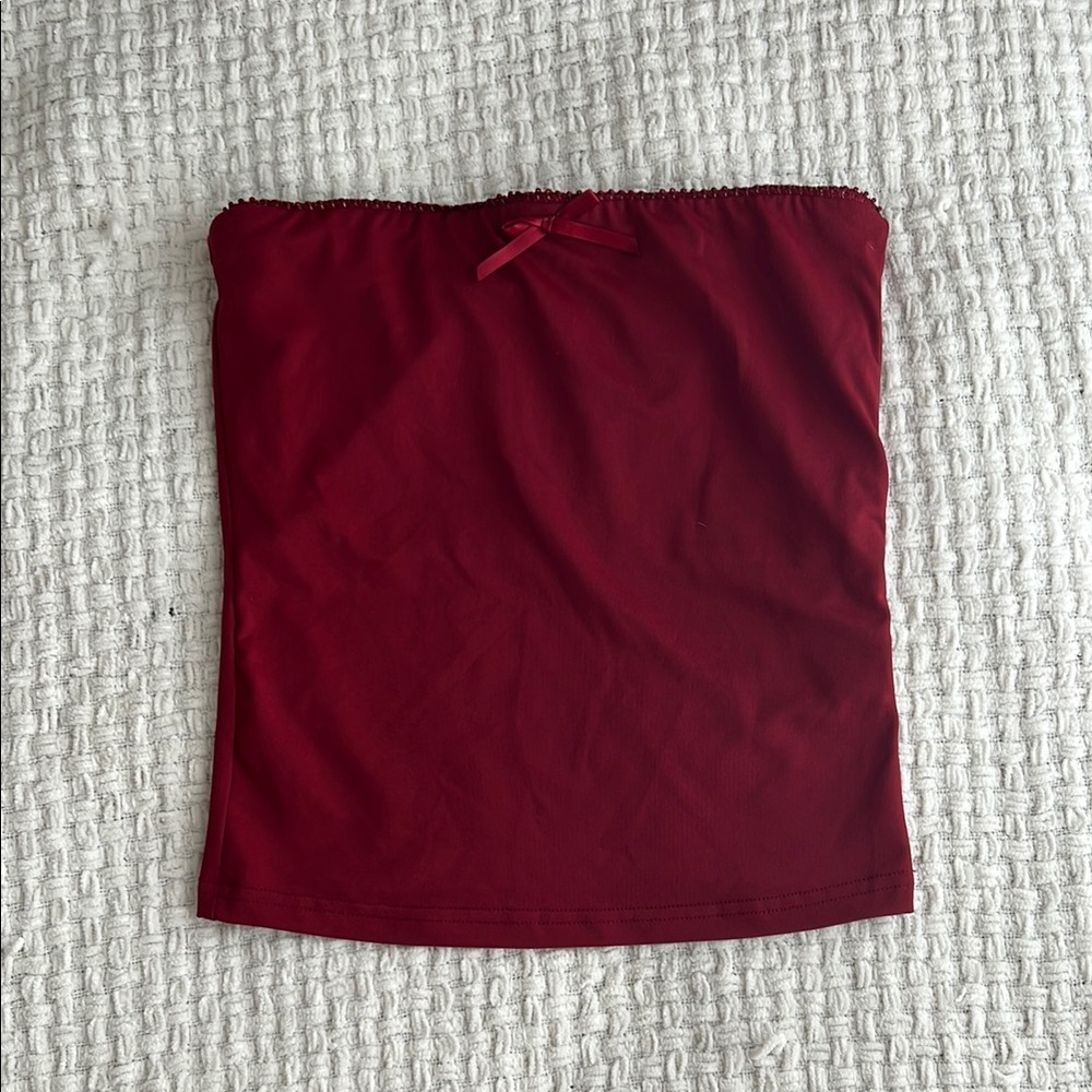 Red Strapless Tube Top